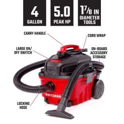 Craftsman 4 Gal Corded Wet/Dry Vacuum 120 V 5 HP -Professional Tools Discount Store 0efc7f22 4f75 4bc0 9853 cf7ff68daac5