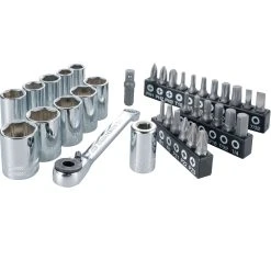 Craftsman 1/4 In. Drive Metric And SAE 6 Point Right Angle Right Angle Ratcheting Bit Driver Set 35