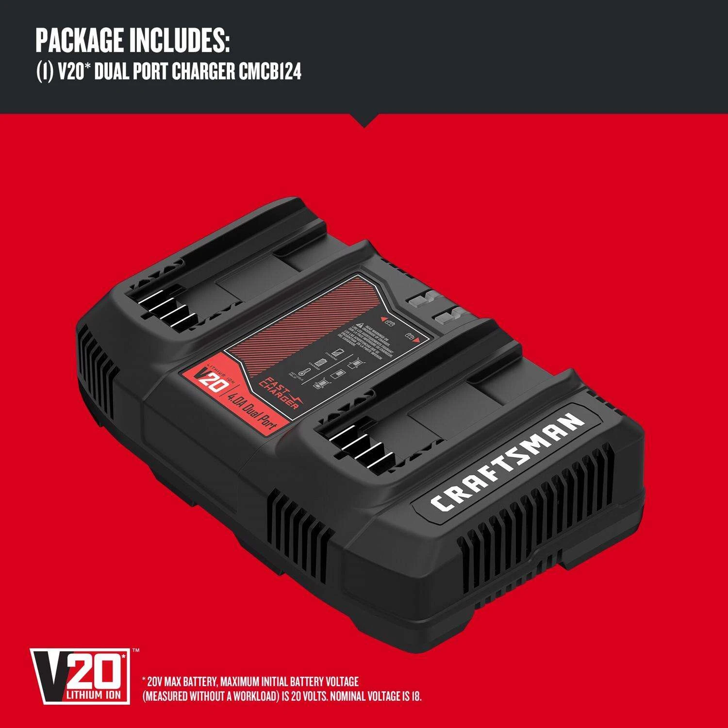 Craftsman V20 20 V Lithium-Ion Dual Battery Charger 1 Pc 4 Craftsman V20 20 V Lithium-Ion Dual Battery Charger 1 Pc - Image 2