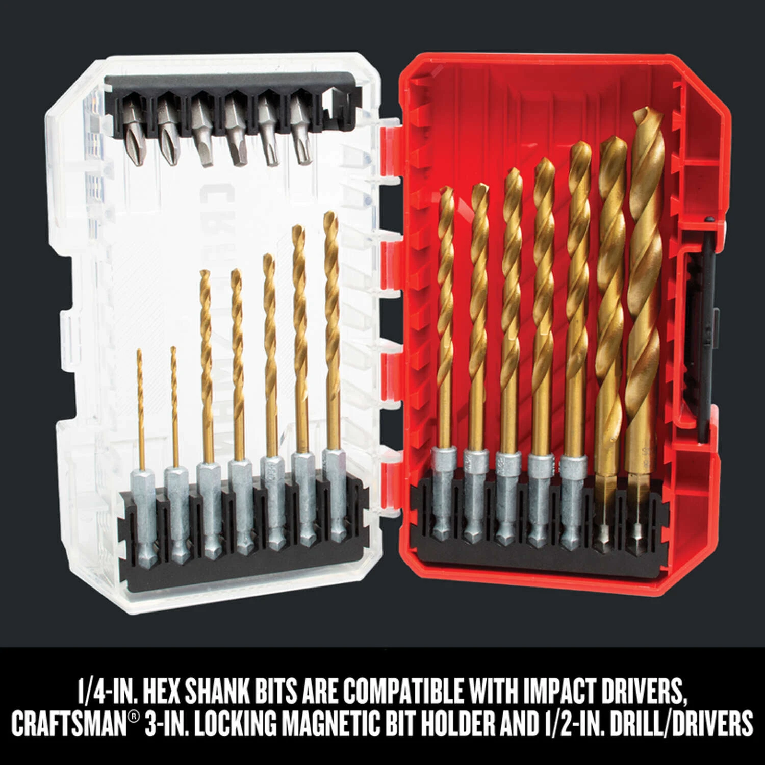 Craftsman Titanium Nitride Coating Drill And Driver Bit Set Hex Shank 21 Pc 6 Craftsman Titanium Nitride Coating Drill And Driver Bit Set Hex Shank 21 Pc - Image 4