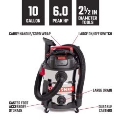 Craftsman 10 Gal Corded Wet/Dry Vacuum 120 V 6 HP -Professional Tools Discount Store 424e9737 eacb 4b68 9331 d1d0eb62c03c