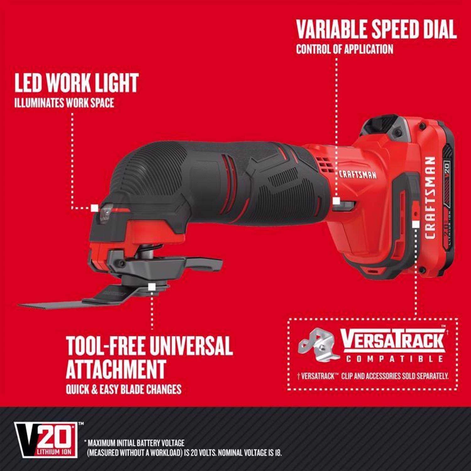 Craftsman V20 Cordless Brushed 5 Tool Combo Kit 8 Craftsman V20 Cordless Brushed 5 Tool Combo Kit - Image 6