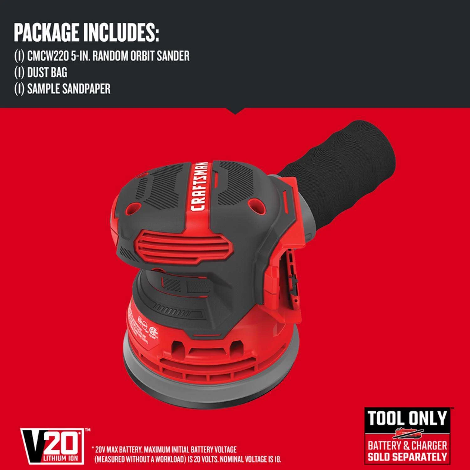 Craftsman V20 Cordless 5 In. Random Orbit Sander Tool Only 8 Craftsman V20 Cordless 5 In. Random Orbit Sander Tool Only - Image 6
