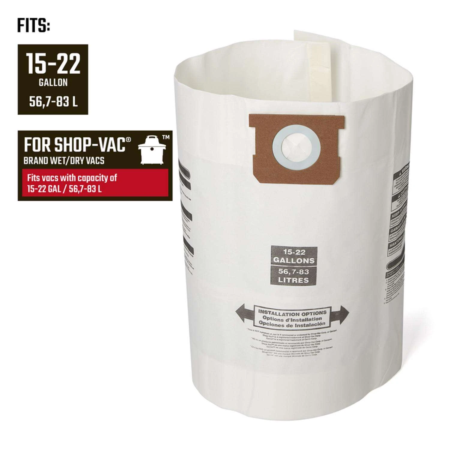 Craftsman 2 In. L X 10 In. W Wet/Dry Vac Filter Bag 15-22 Gal 3 Pc 4 Craftsman 2 In. L X 10 In. W Wet/Dry Vac Filter Bag 15-22 Gal 3 Pc - Image 2