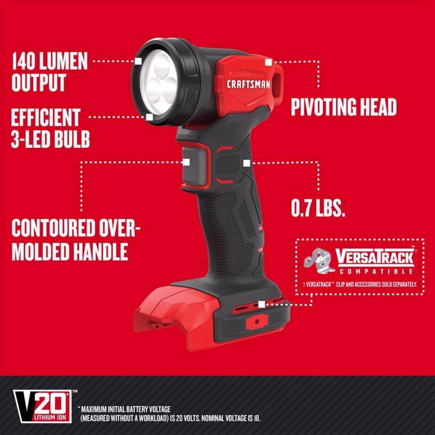 Craftsman V20 Cordless Brushed 5 Tool Combo Kit 9 Craftsman V20 Cordless Brushed 5 Tool Combo Kit - Image 7
