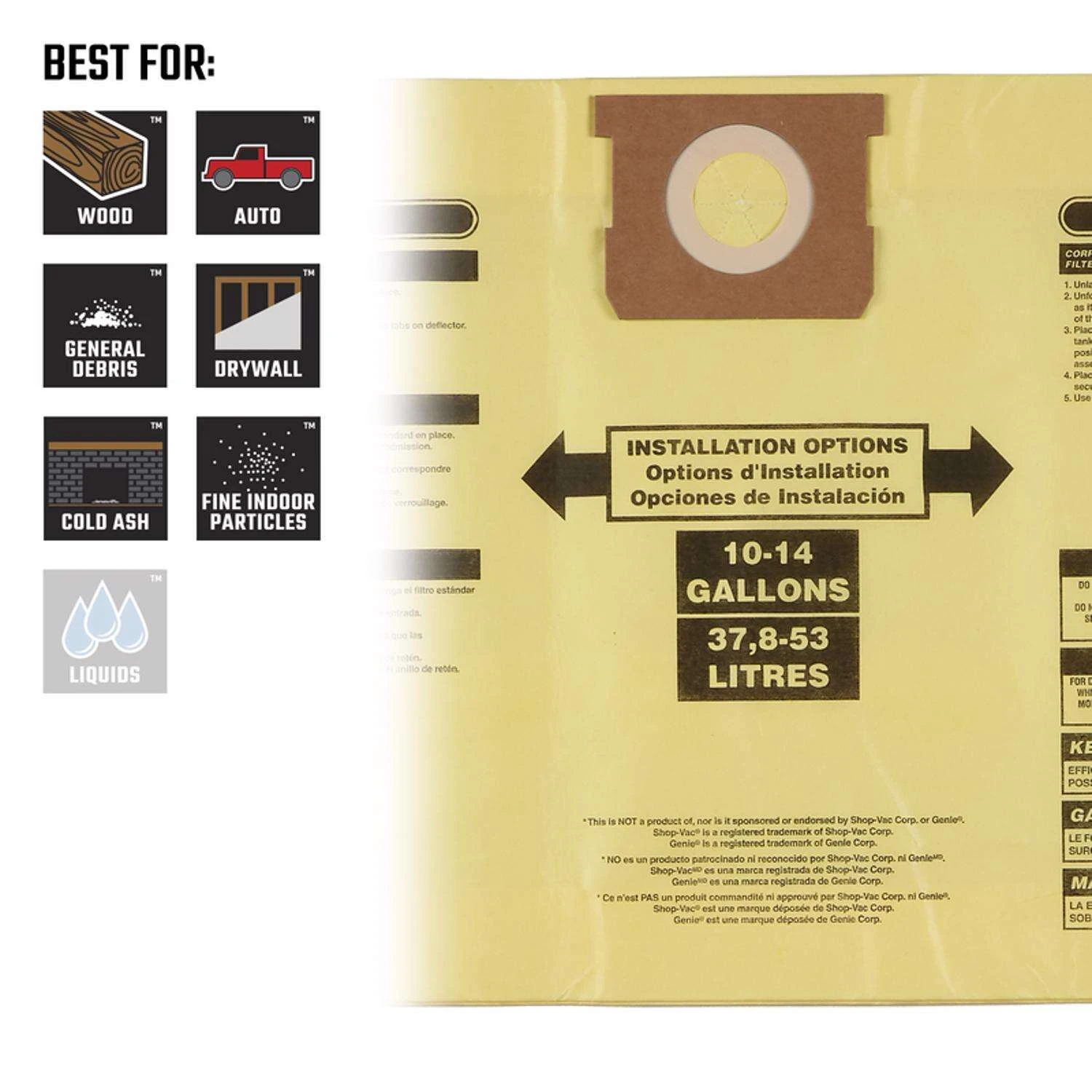 Craftsman 2 In. L X 9.5 In. W Wet/Dry Vac Filter Bag 10-14 Gal 2 Pc 5 Craftsman 2 In. L X 9.5 In. W Wet/Dry Vac Filter Bag 10-14 Gal 2 Pc - Image 3