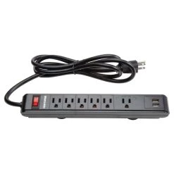 Craftsman 6.5 Ft. L 6 Outlets Power Strip Black