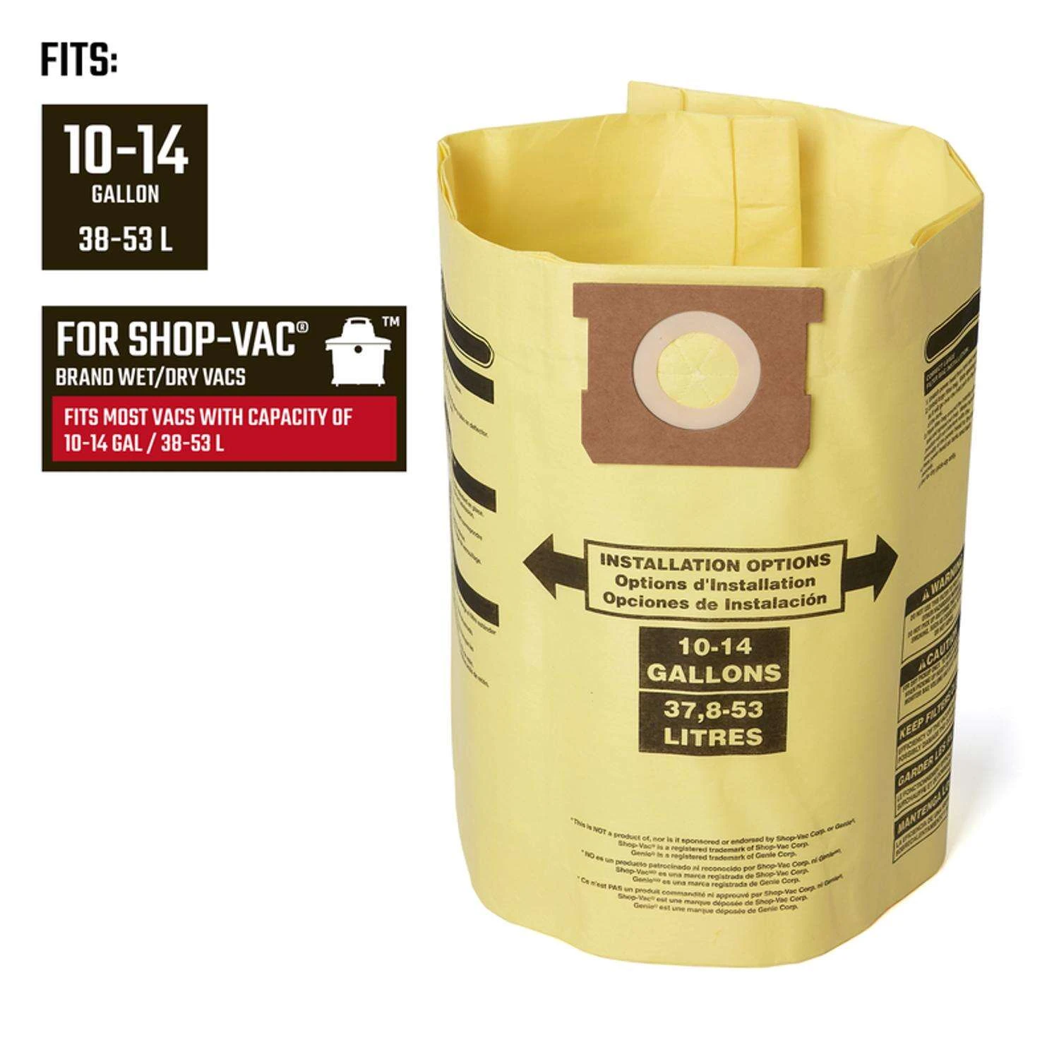 Craftsman 2 In. L X 9.5 In. W Wet/Dry Vac Filter Bag 10-14 Gal 2 Pc 4 Craftsman 2 In. L X 9.5 In. W Wet/Dry Vac Filter Bag 10-14 Gal 2 Pc - Image 2