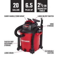 Craftsman 20 Gal Corded Wet/Dry Vacuum 12 Amps 120 V 6.5 HP -Professional Tools Discount Store c71440ee 8994 4f34 a0d3 7a6423b2fe00