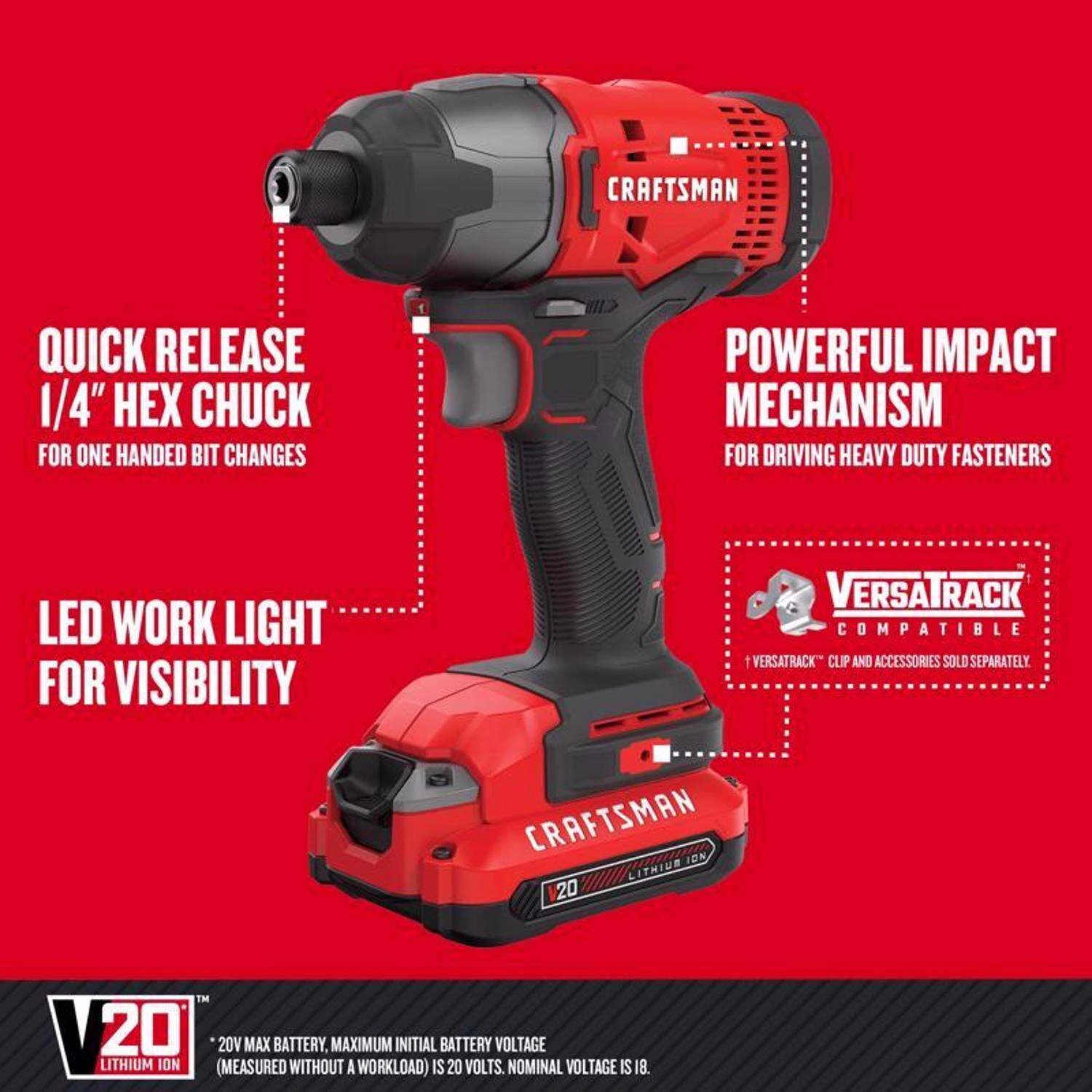 Craftsman V20 Cordless Brushed 5 Tool Combo Kit 6 Craftsman V20 Cordless Brushed 5 Tool Combo Kit - Image 4