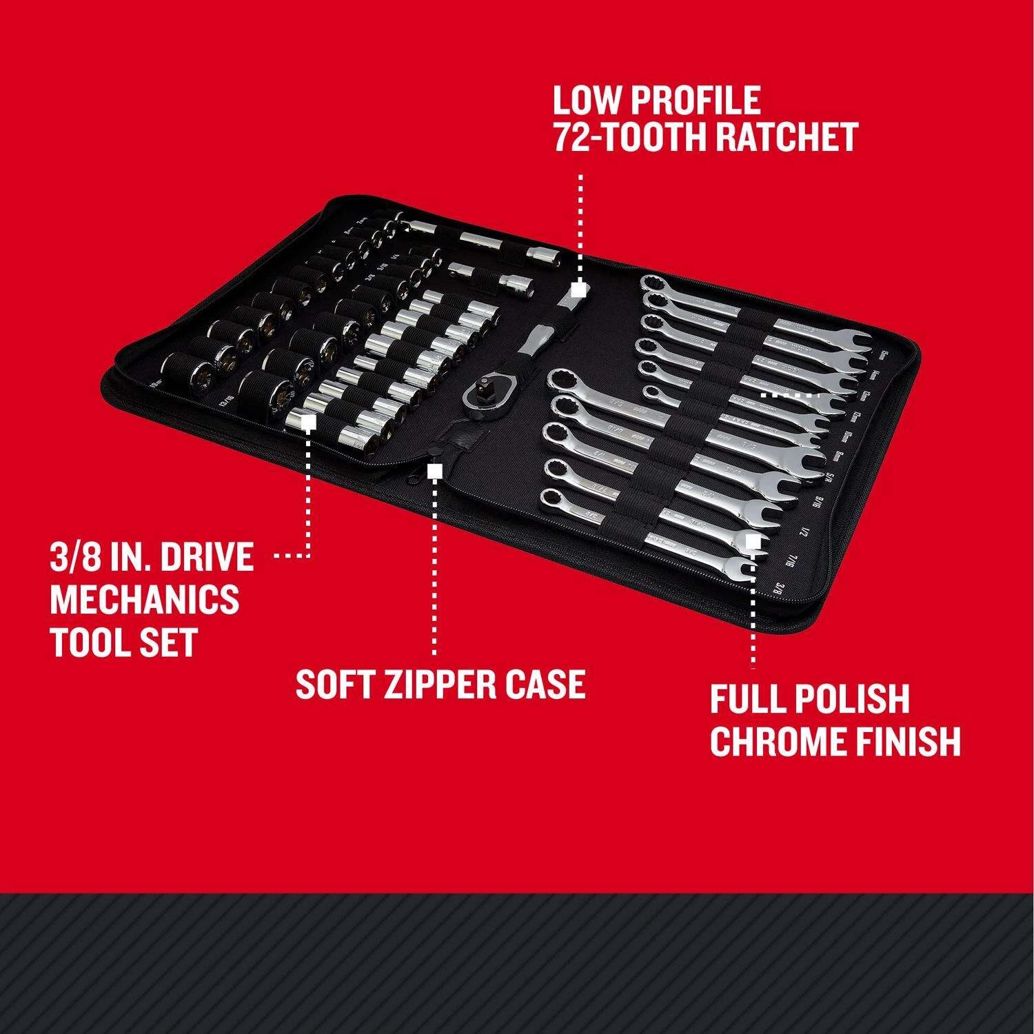 Craftsman 3/8 In. Drive Metric And SAE 6 Point Mobile Mechanic's Tool Set 47 Pc 4 Craftsman 3/8 In. Drive Metric And SAE 6 Point Mobile Mechanic's Tool Set 47 Pc - Image 2