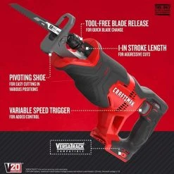 Craftsman V20 Cordless Brushed Reciprocating Saw Tool Only 15 Craftsman V20 Cordless Brushed Reciprocating Saw Tool Only -Professional Tools Discount Store d319cdaa 40e2 4474 8015 a0022b16716a