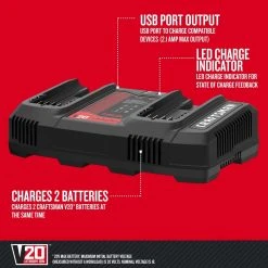 Craftsman V20 20 V Lithium-Ion Dual Battery Charger 1 Pc 10 Craftsman V20 20 V Lithium-Ion Dual Battery Charger 1 Pc -Professional Tools Discount Store d686bd9e 95bf 4d6d b728 db75038da691