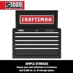 Craftsman S1000 26 In. 5 Drawer Steel Tool Chest 17.25 In. H X 12 In. D -Professional Tools Discount Store dfc89003 7ac3 4e63 867e c6b2992d0caf