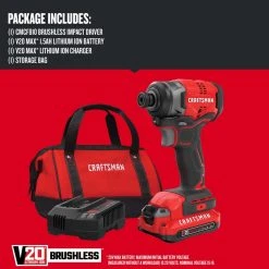Craftsman V20 1/4 In. Cordless Brushless Impact Driver Kit (Battery & Charger) -Professional Tools Discount Store f0680d87 a4b8 4199 922b b906c5588134