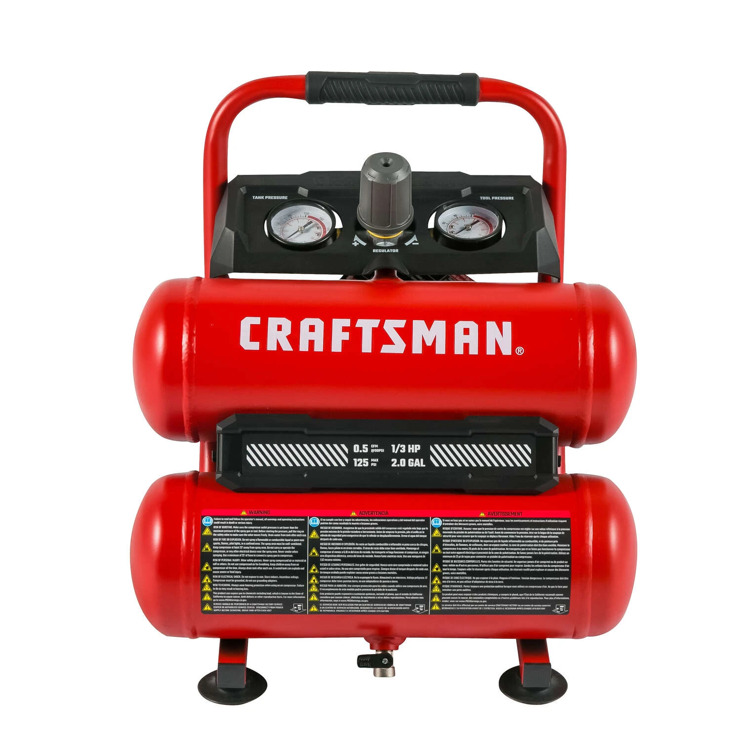 Craftsman 2 Gal Twin Stack Portable Air Compressor 125 Psi 0.3 HP 3 Craftsman 2 Gal Twin Stack Portable Air Compressor 125 Psi 0.3 HP